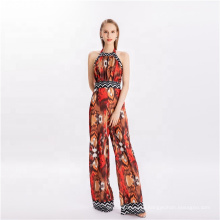 2020 Hot Sale Printed Sexy Backless Wide Leg Jumpsuits For Women